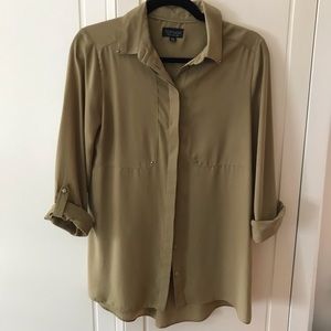 TOPSHOP Olive Green button down blouse